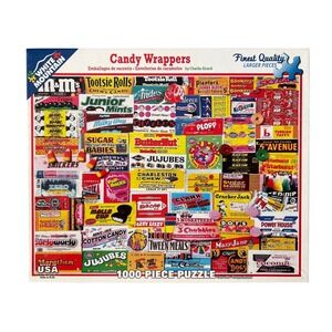 White Mountain Puzzles Candy Wrappers 1000 Piece Jigsaw Puzzle Complete